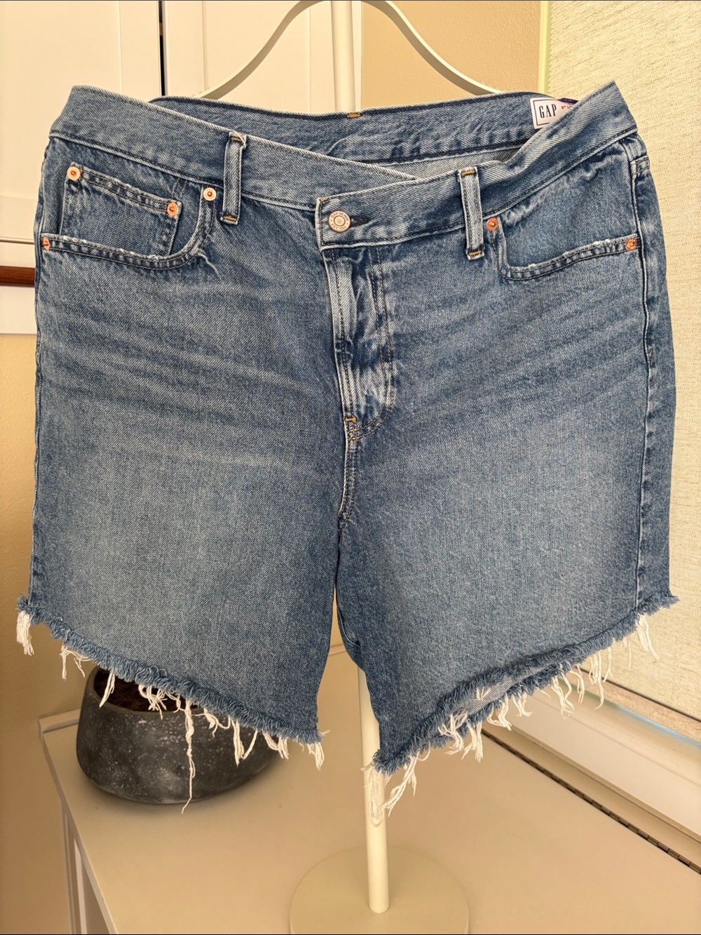 GAP Light Blue Frayed Hem Denim Shorts